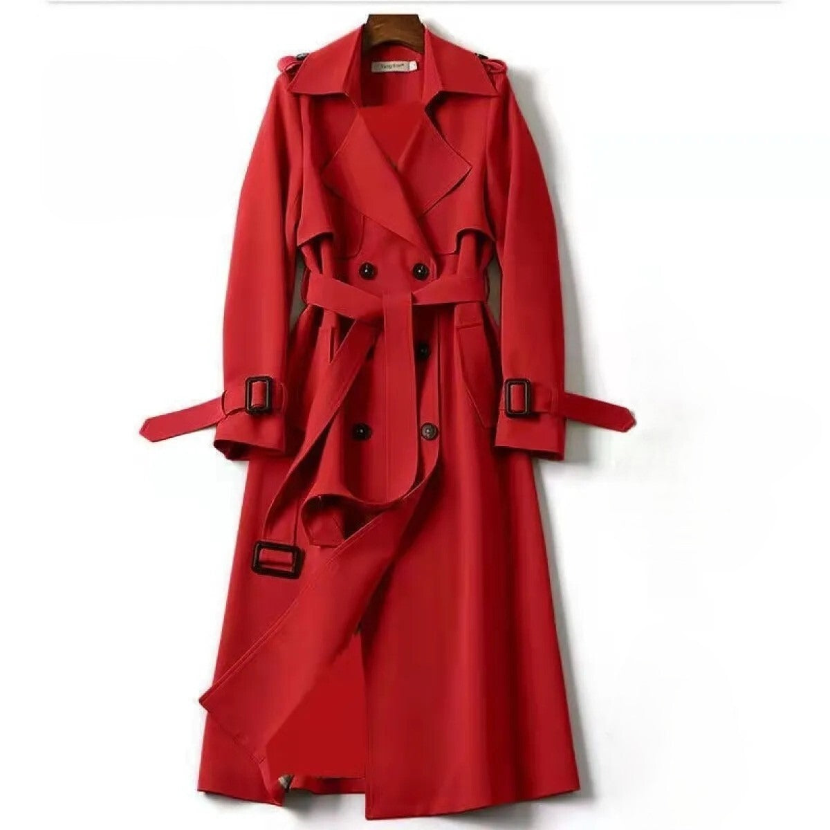 Women's Elegant Long Button Trench Coat