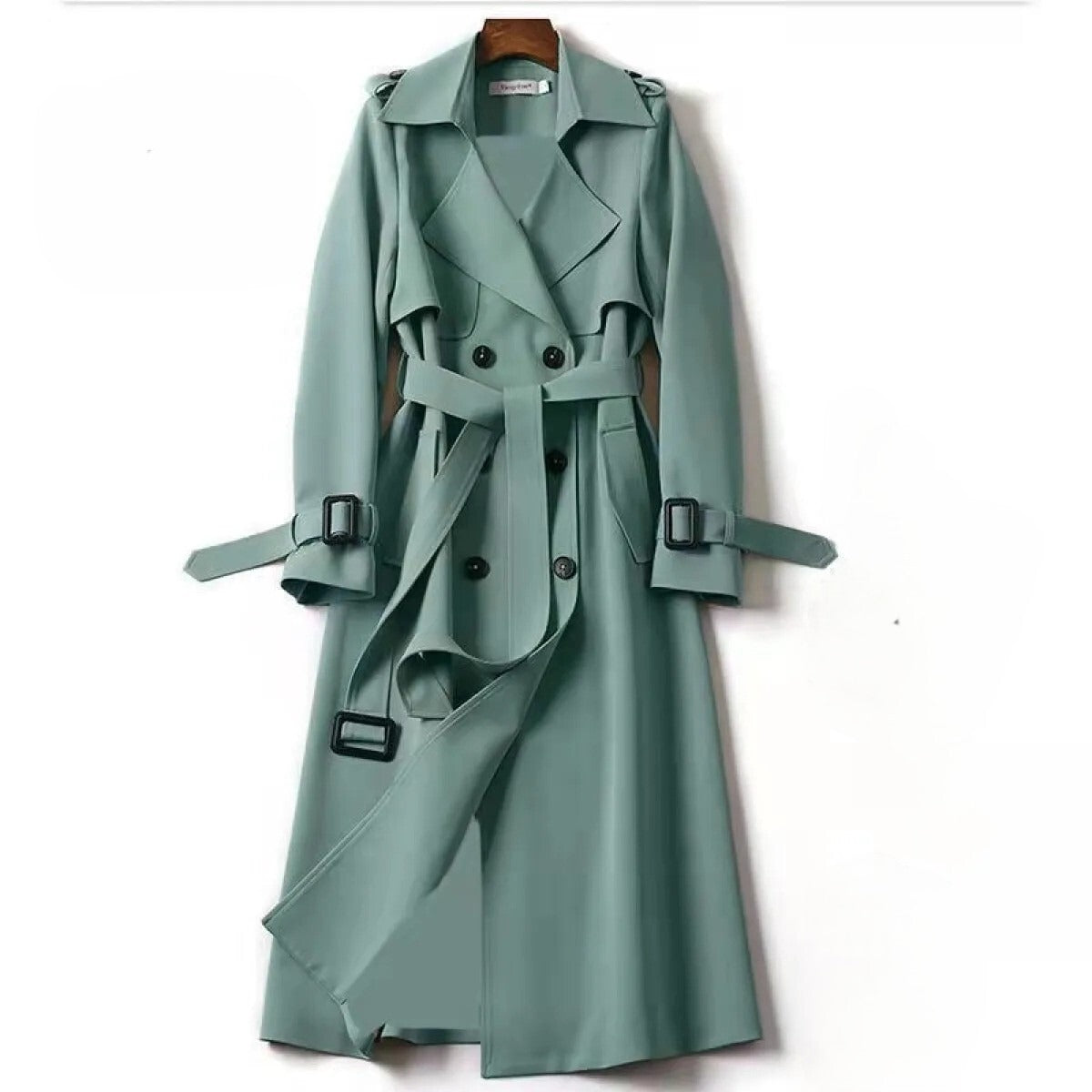Women's Elegant Long Button Trench Coat