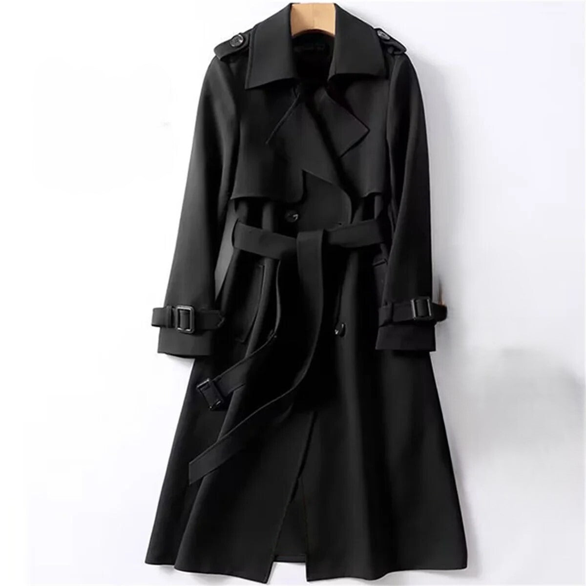 Women's Elegant Long Button Trench Coat