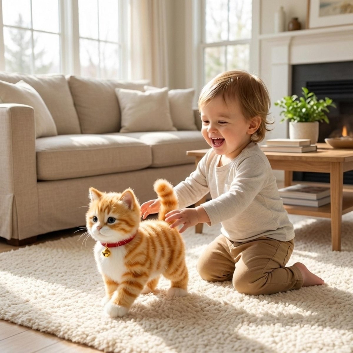 Plush Robotic Cat Toy Walking Meowing