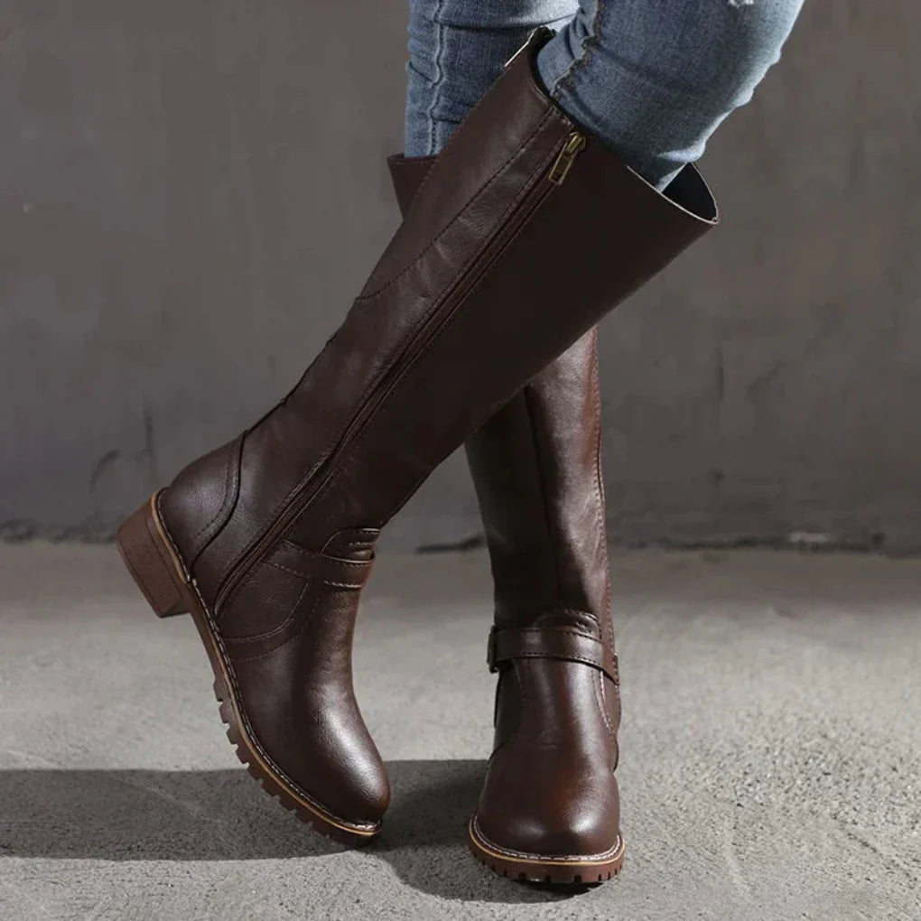 Women’s Stylish Waterproof Belt Leather Boots