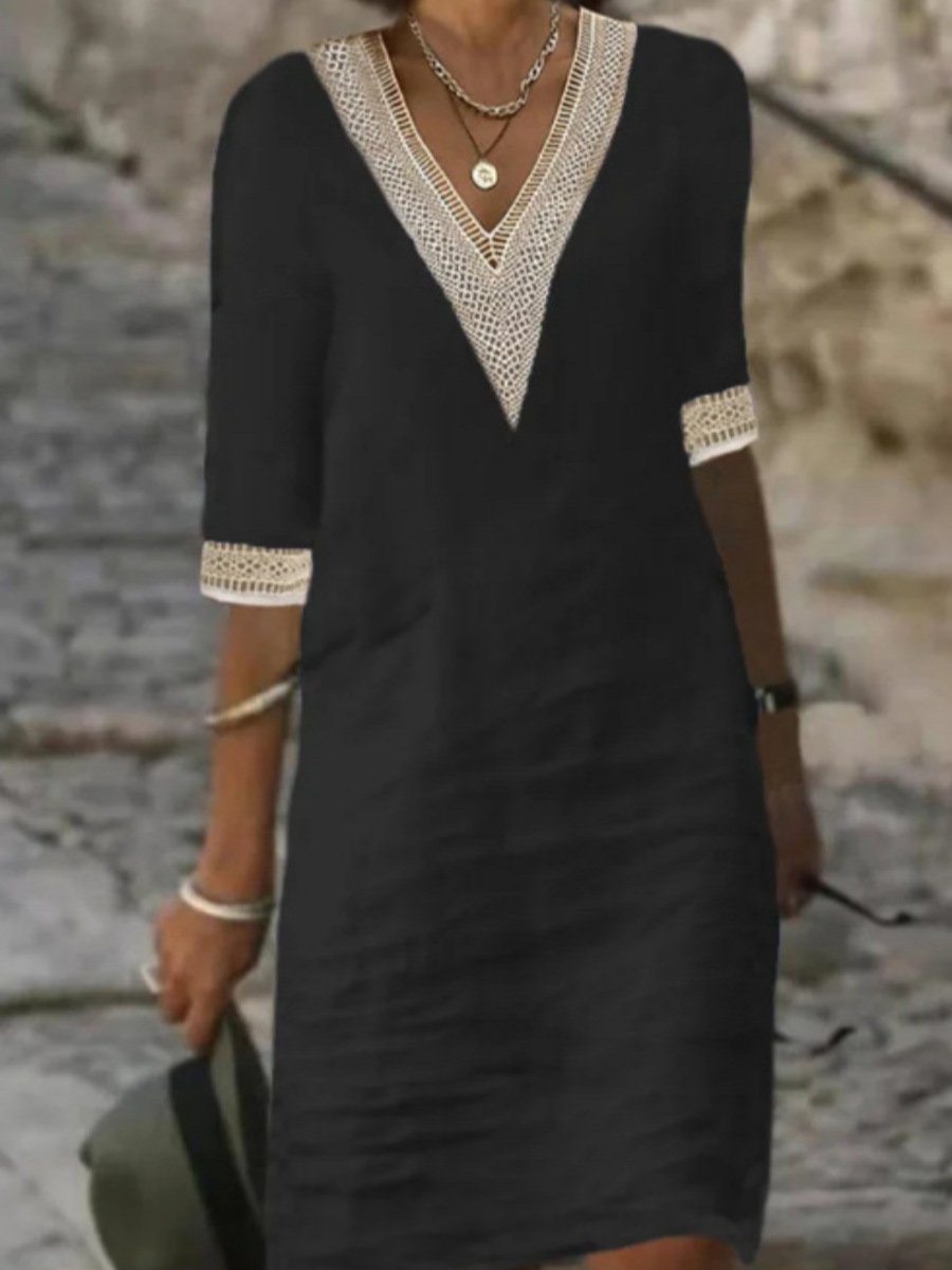 Women's Versatile Summer Lace V-Neck Dress