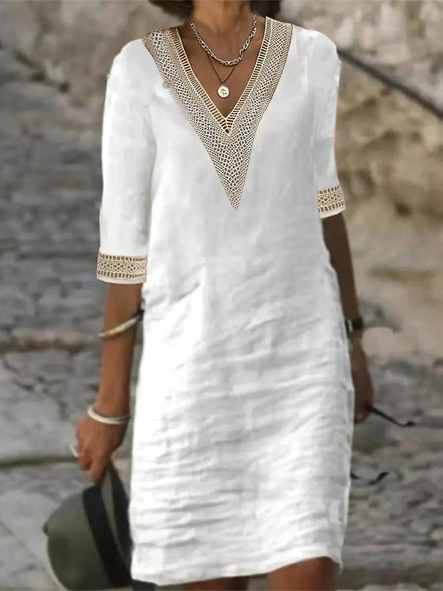 Women's Versatile Summer Lace V-Neck Dress