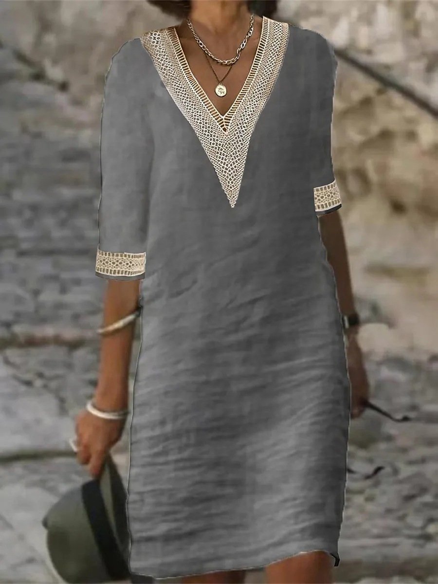 Women's Versatile Summer Lace V-Neck Dress