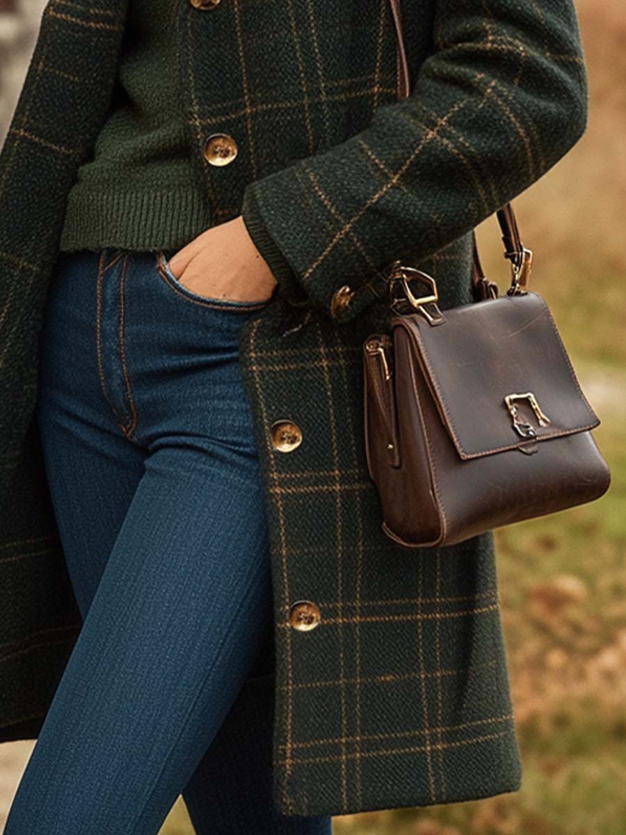 Fashion Long Fitted Cut Checkered Coat for Women