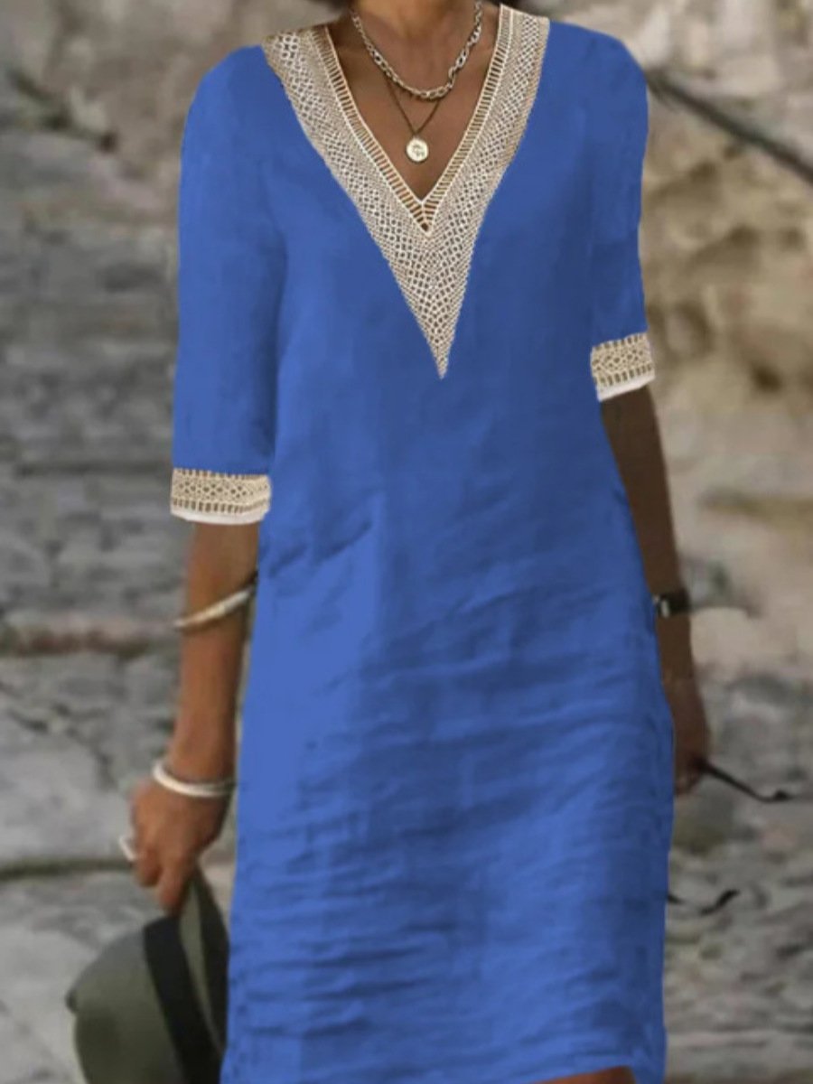 Women's Versatile Summer Lace V-Neck Dress