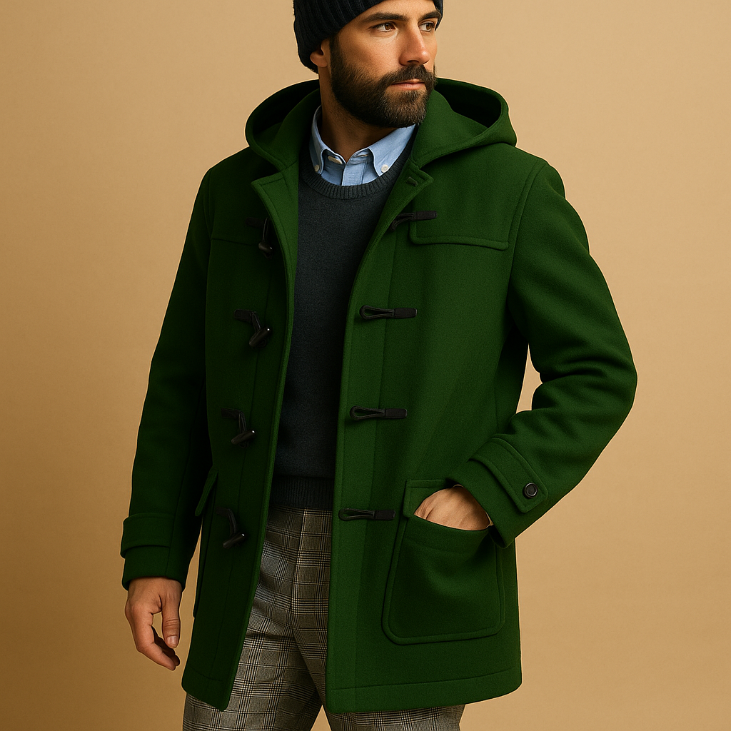Men's Functional Extended Fit Formal Long Coat with Front Fastening & Side Pockets