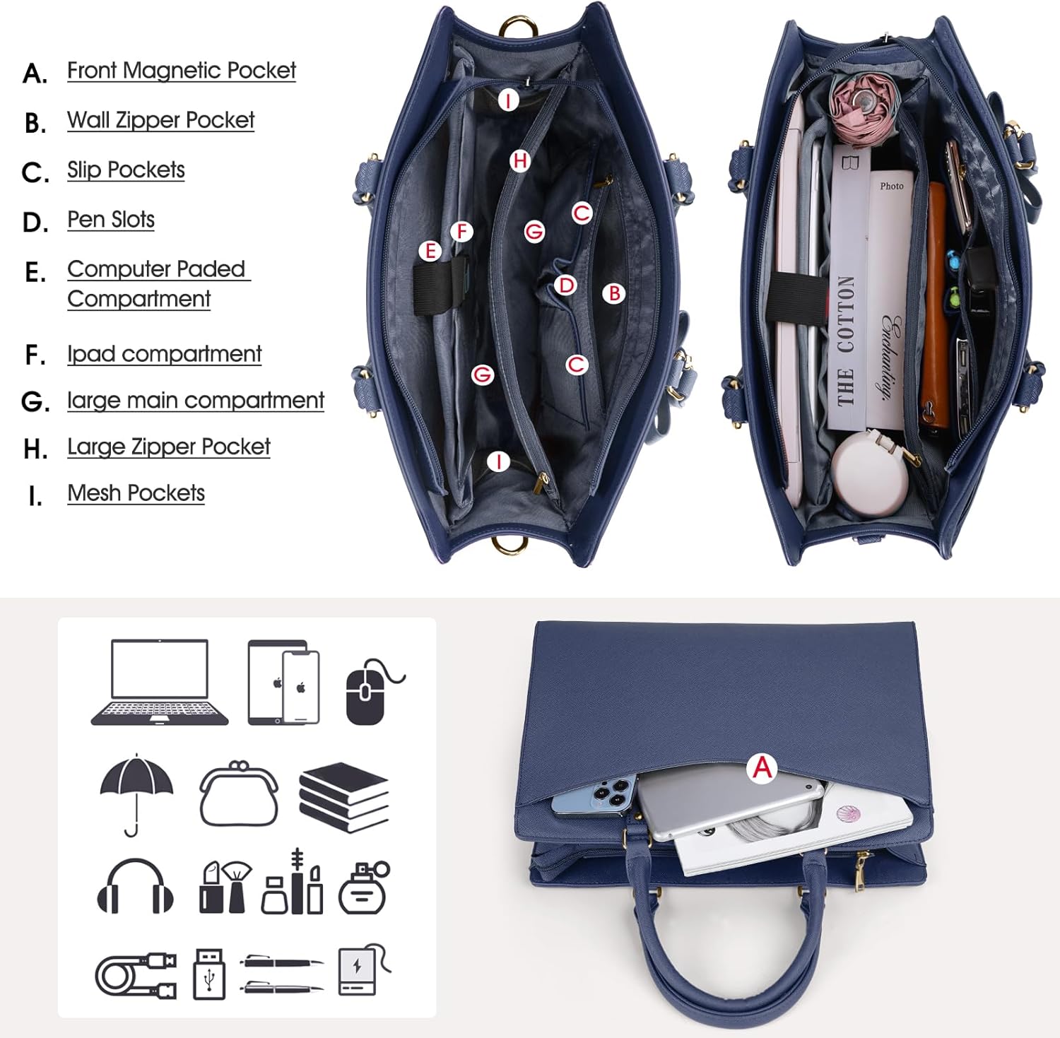 Women’s Work Laptop Tote Bag with Organised Multi-Compartment Layout - Image 21