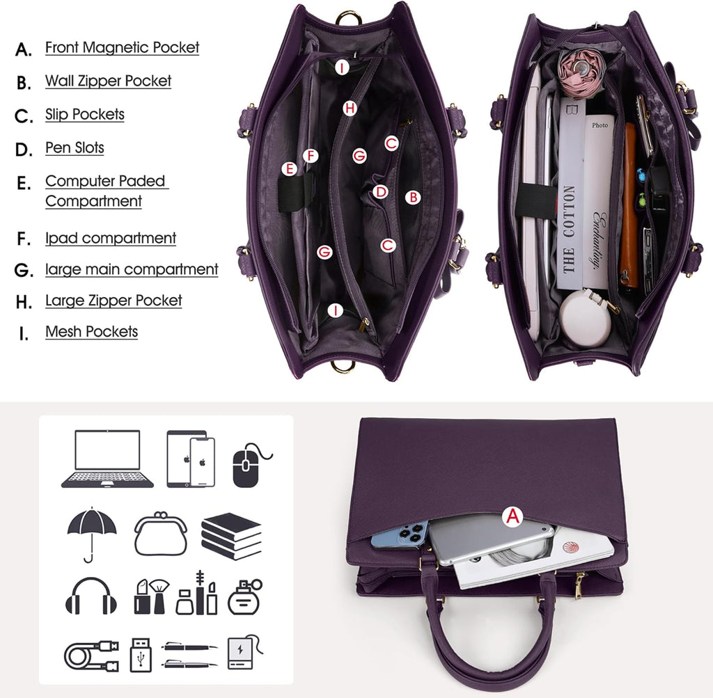 Women’s Work Laptop Tote Bag with Organised Multi-Compartment Layout - Image 33