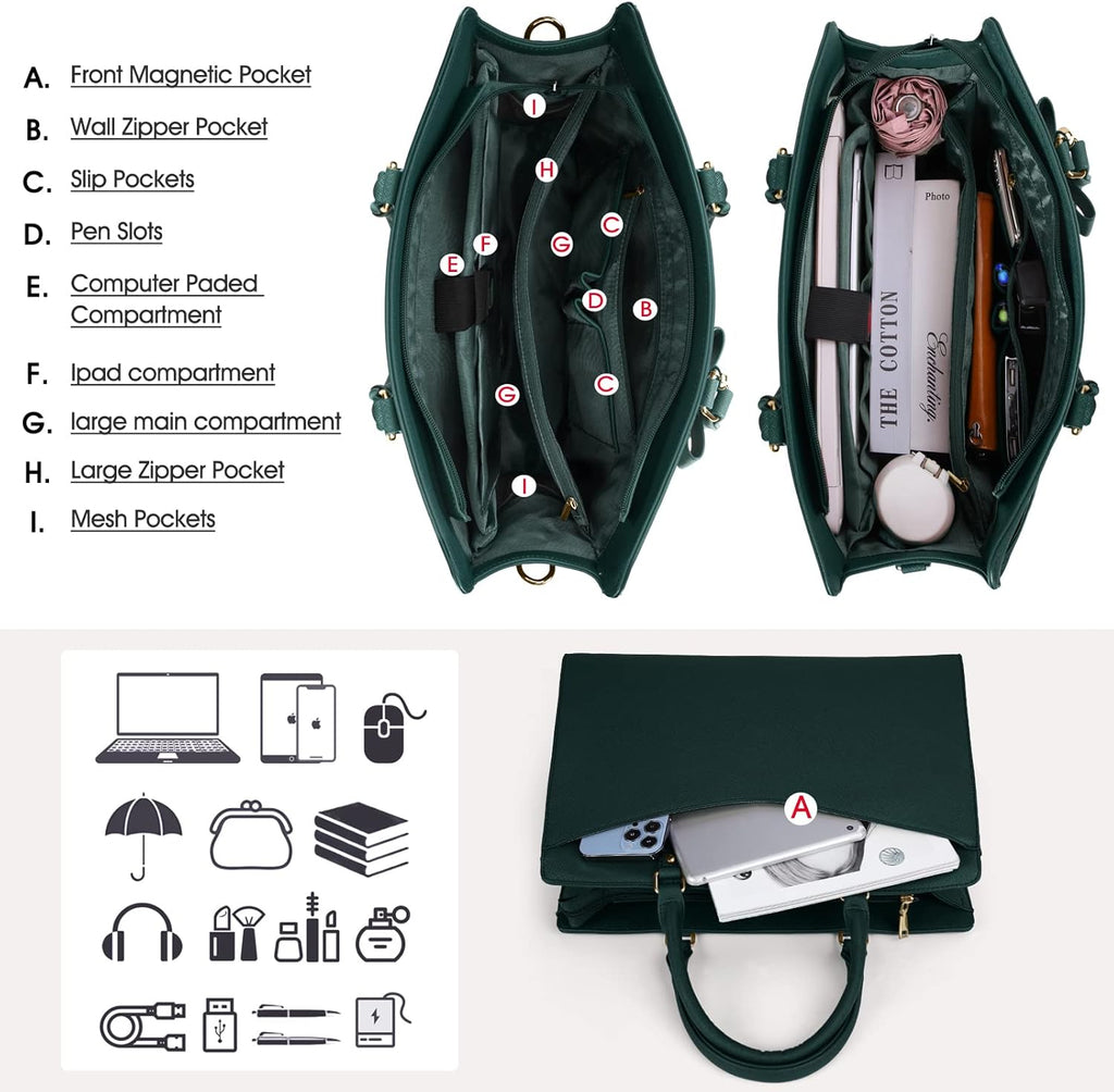 Women’s Work Laptop Tote Bag with Organised Multi-Compartment Layout - Image 3