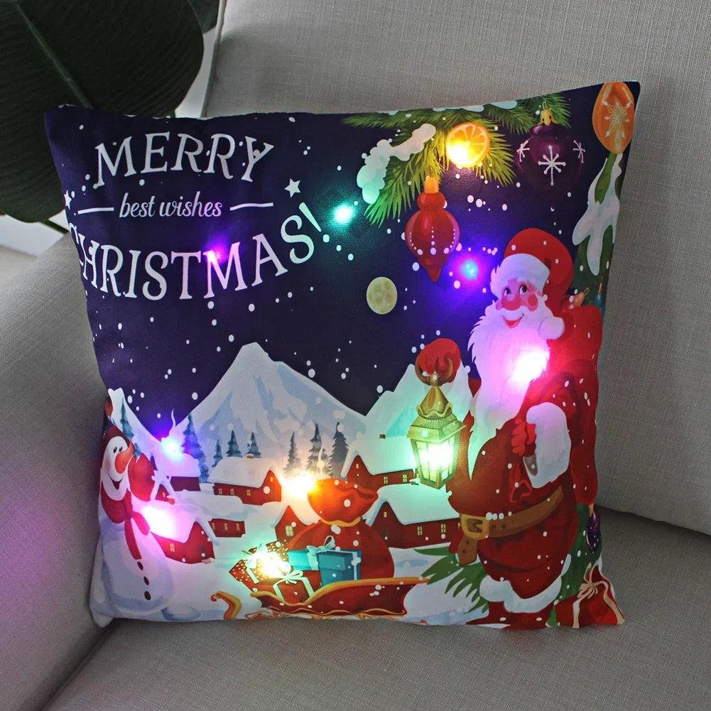 Christmas Throw Pillow Cover LED Lights - Image 2