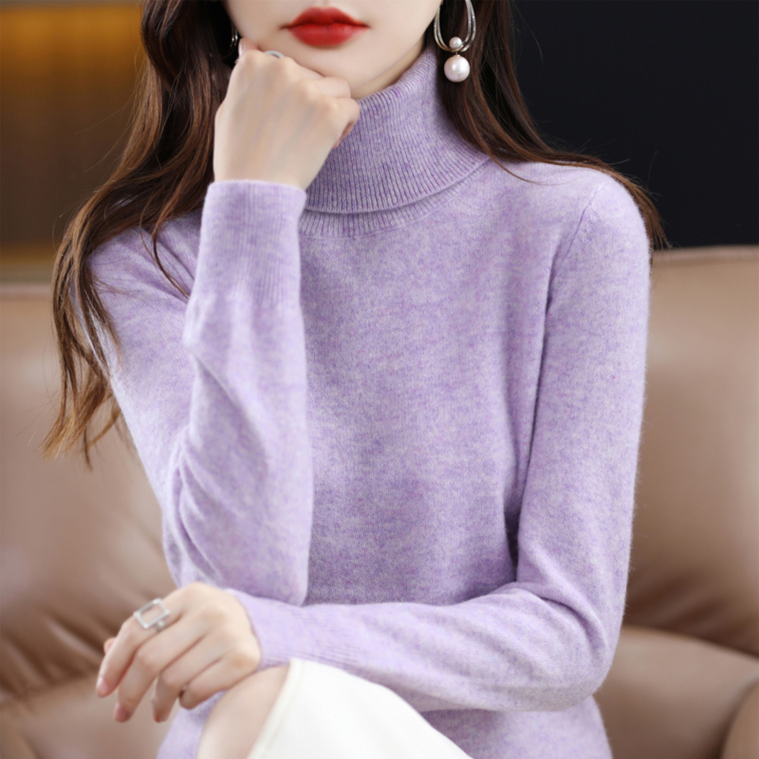 Women's Fashion Outdoor Warmth Knitted Roll Neck Sweater