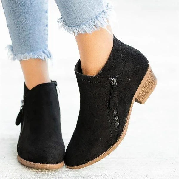 Women's Fashion Side Zipper Outdoor Boots with Arch Support and Perfect Posture