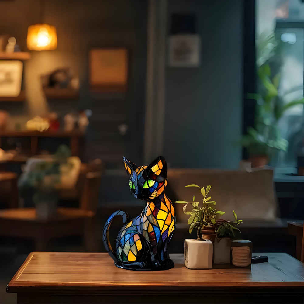 Artistic Cat-shaped Mosaic Table Lamp for Elegant Home Decoration