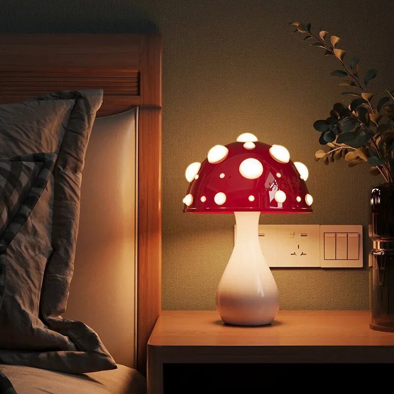 Mushroom Table Lamp LED Rechargeable Warm White Bedside Light - Image 2