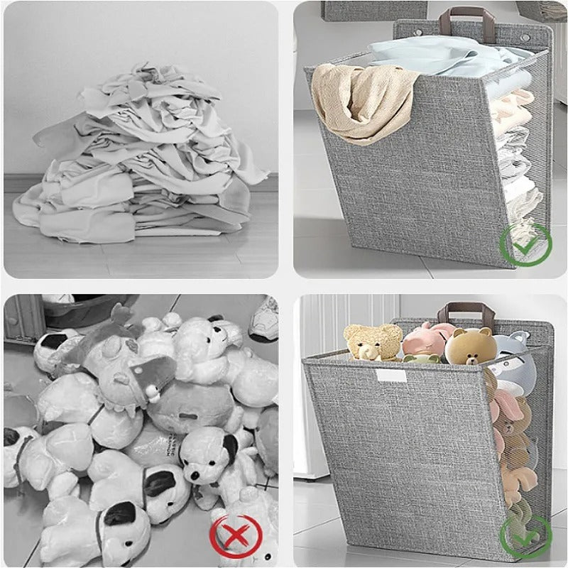 Wall Mounted Laundry Hamper Foldable Adhesive Clothes Basket - Image 3