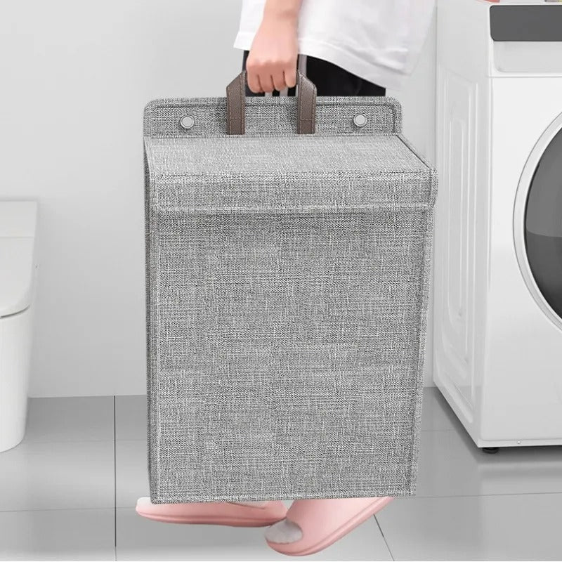 Wall Mounted Laundry Hamper Foldable Adhesive Clothes Basket - Image 4