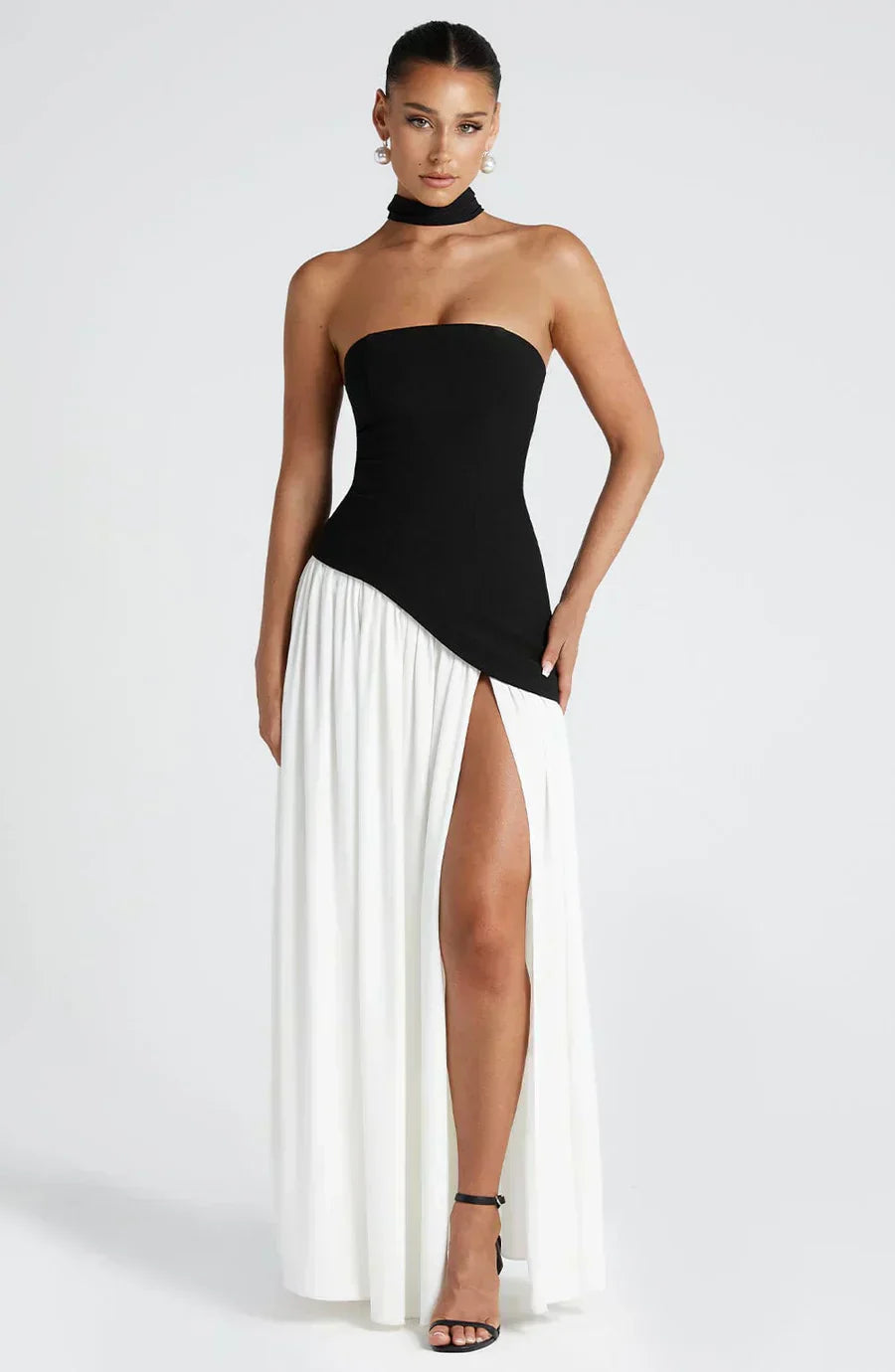 Women's Refined Tailored Asymmetric Slit Cocktail Party Wedding Guest Dresses