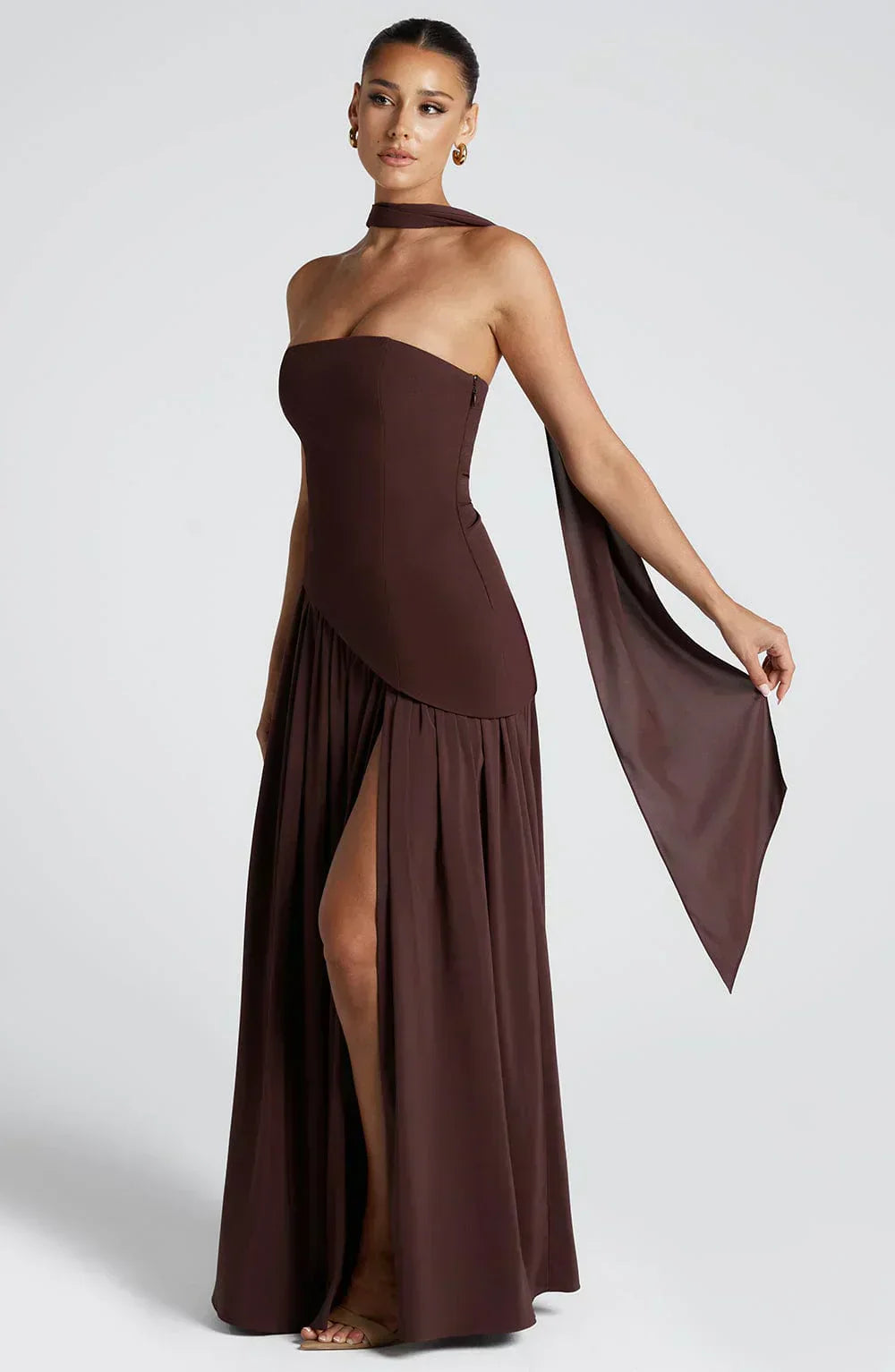 Women's Refined Tailored Asymmetric Slit Cocktail Party Wedding Guest Dresses