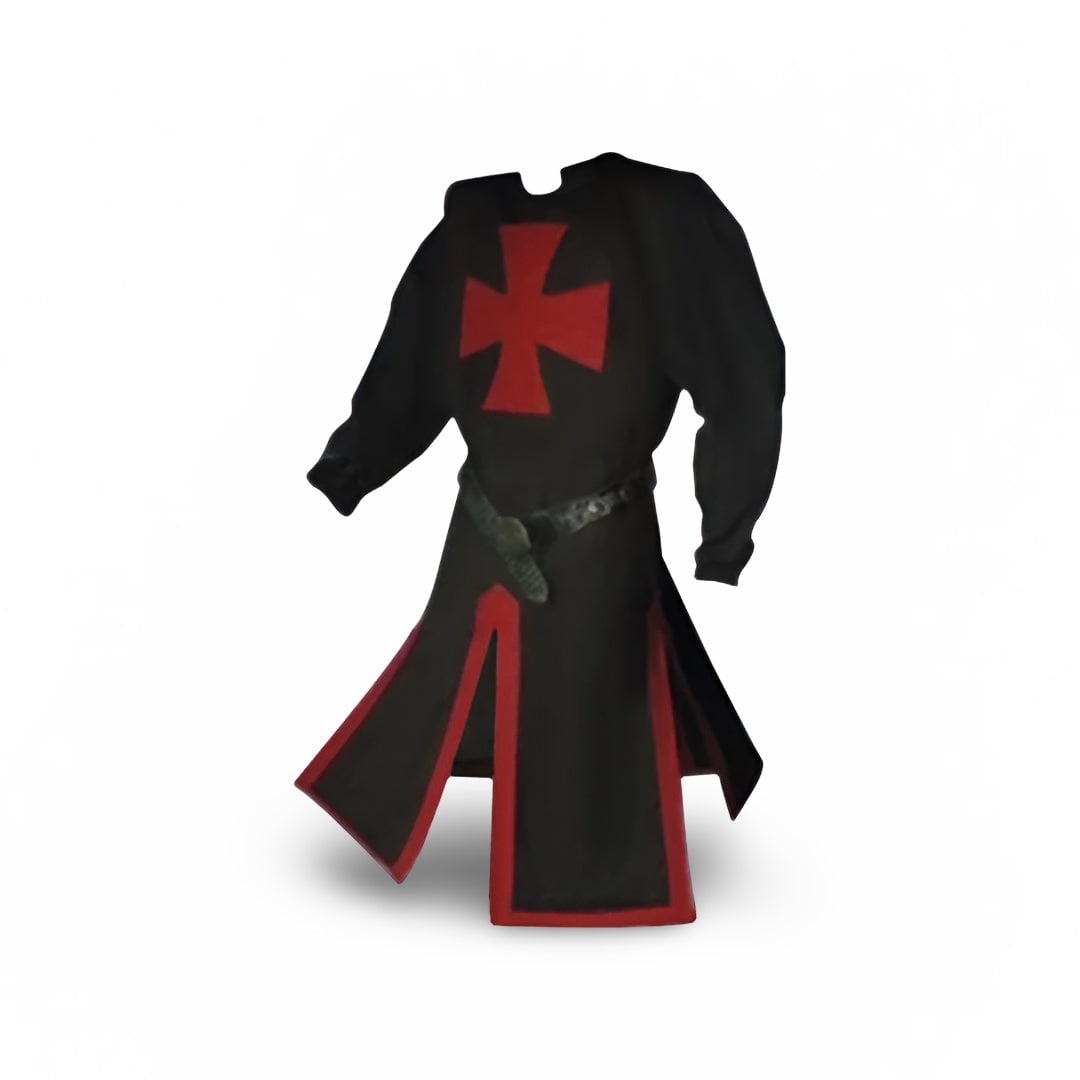 Medieval Knight Costume Templar Cross Tunic Hooded Cloak - Image 3