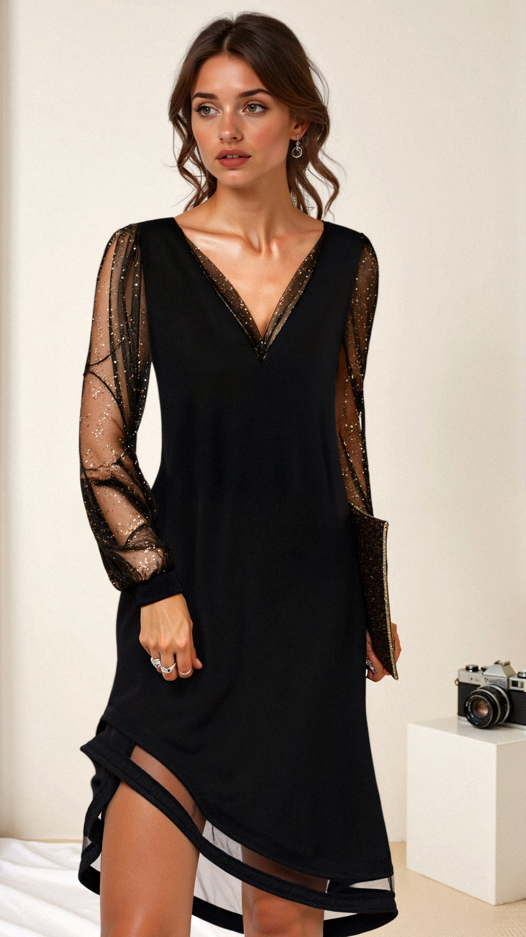 Women's Glamorous Long Sequinned Evening Party Dress