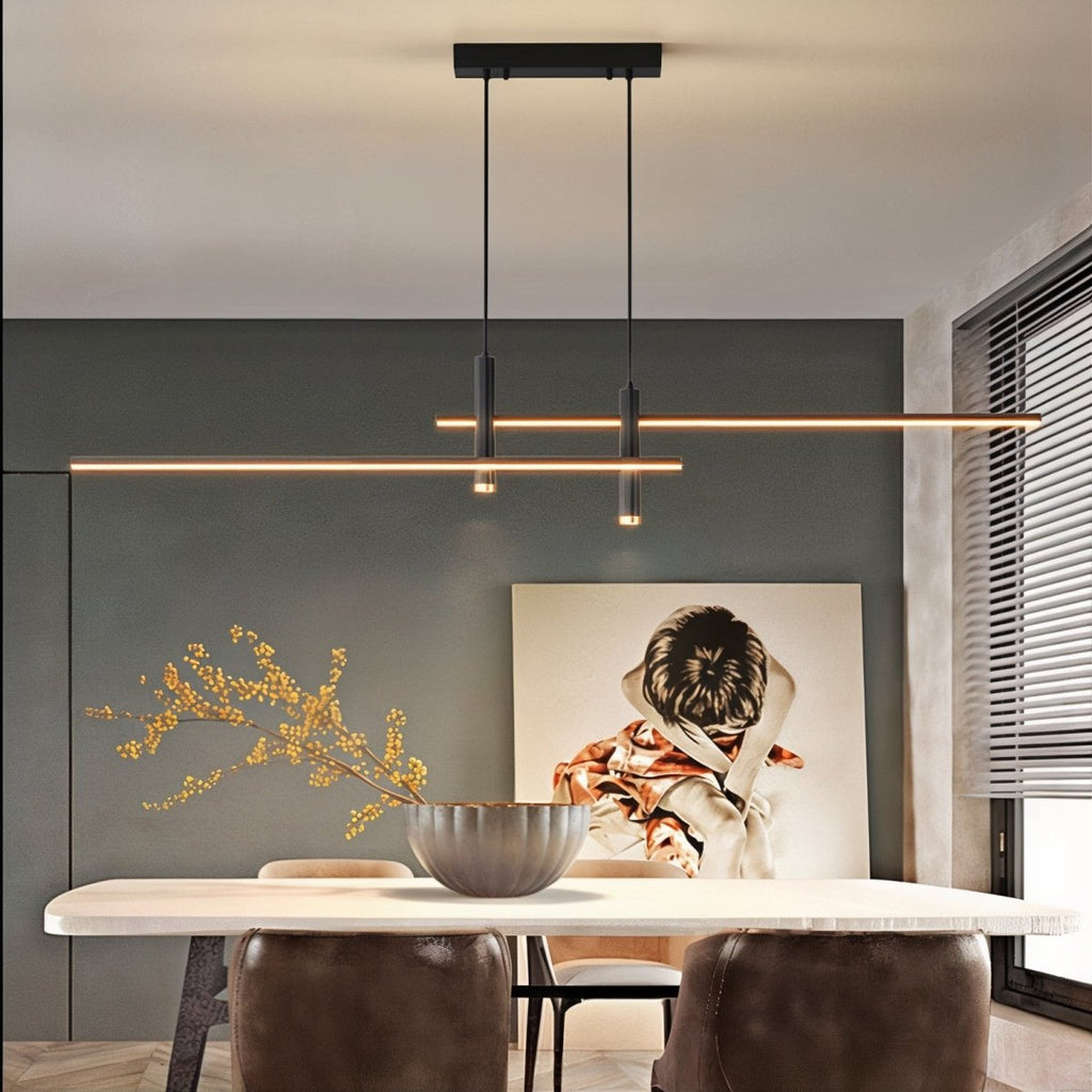 Sleek LED Linear Ceiling Pendant Light with Adjustable Suspension and Warm White