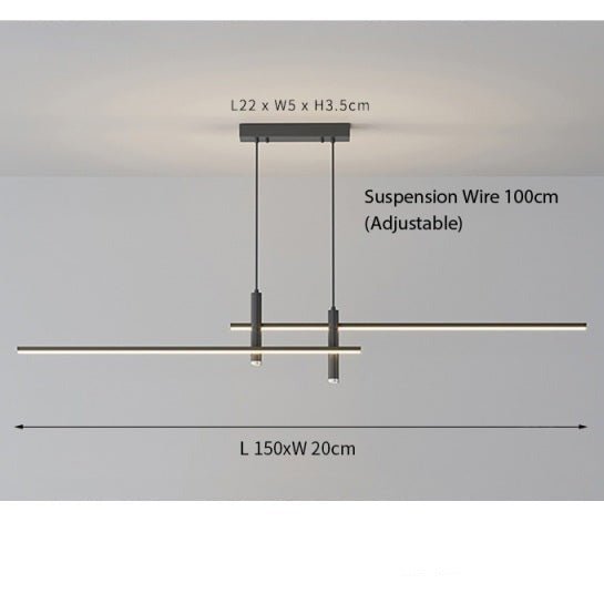 Sleek LED Linear Ceiling Pendant Light with Adjustable Suspension and Warm White