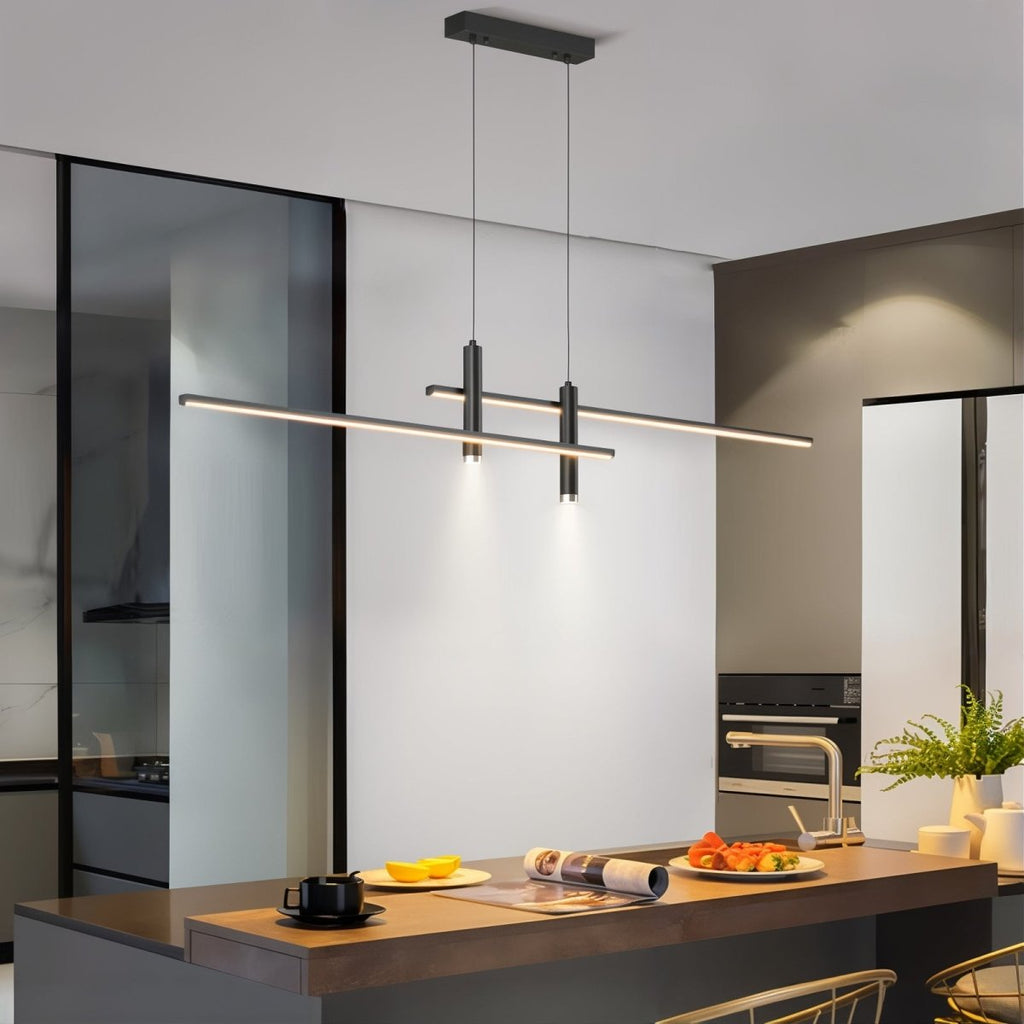 Sleek LED Linear Ceiling Pendant Light with Adjustable Suspension and Warm White