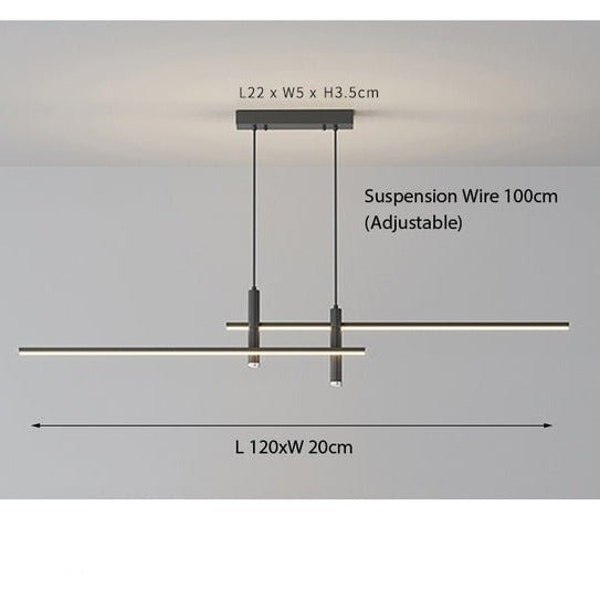 Sleek LED Linear Ceiling Pendant Light with Adjustable Suspension and Warm White