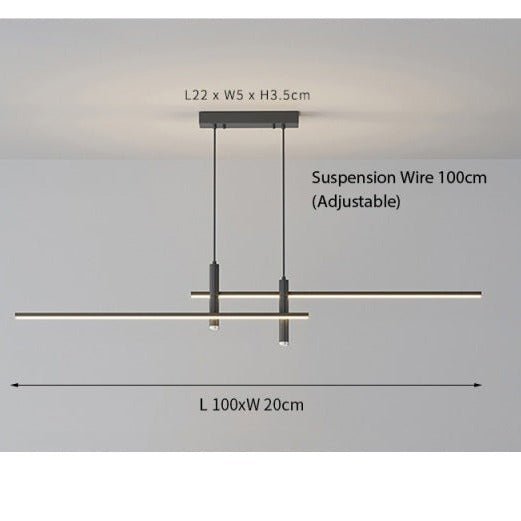 Sleek LED Linear Ceiling Pendant Light with Adjustable Suspension and Warm White