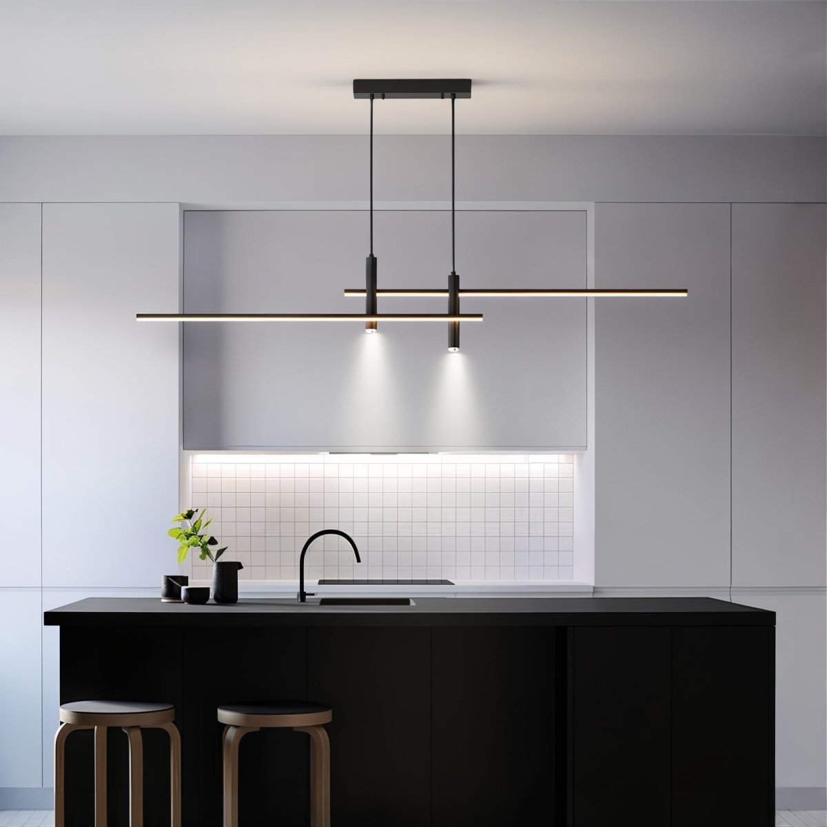 Contemporary LED Linear Pendant Adjustable Dimmable Hanging Light - Image 6