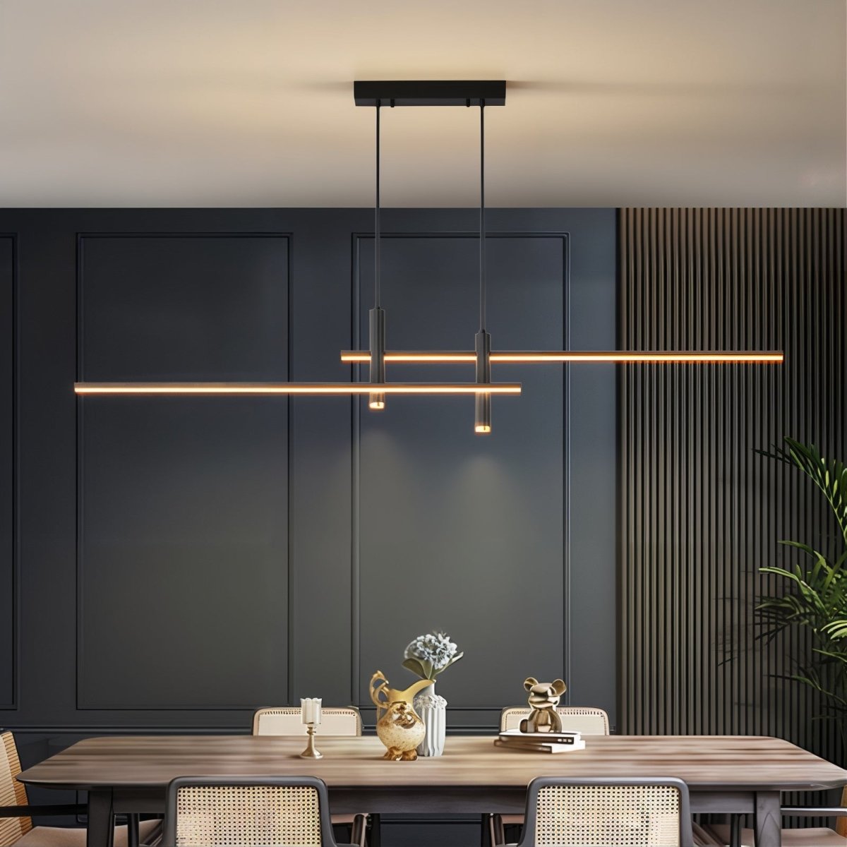 Sleek LED Linear Ceiling Pendant Light with Adjustable Suspension and Warm White