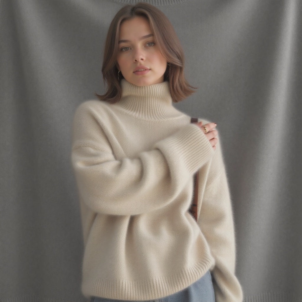 Classic Fashion Warm Oversized Roll Neck Sweater for Women