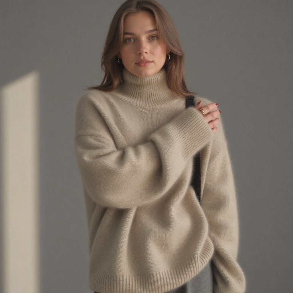 Classic Fashion Warm Oversized Roll Neck Sweater for Women