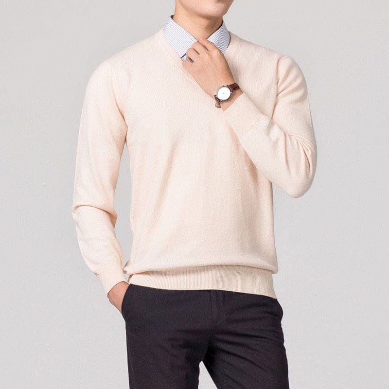 Men’s Versatile V-Neck Daily Sweater - Smart Essential Knitwear