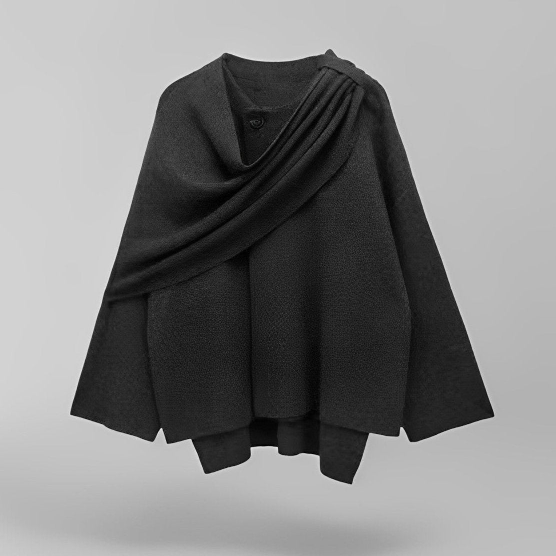 Women's Fashion Slip-on Asymmetrical Poncho for Winter Warmth