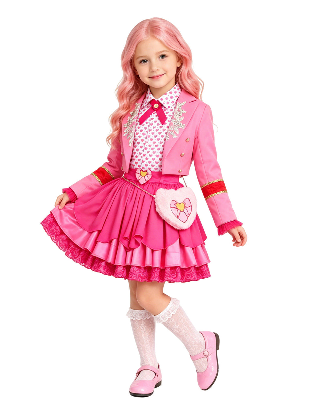 Kids Adults 5 Piece Pink Princess Academy Costume - Image 4