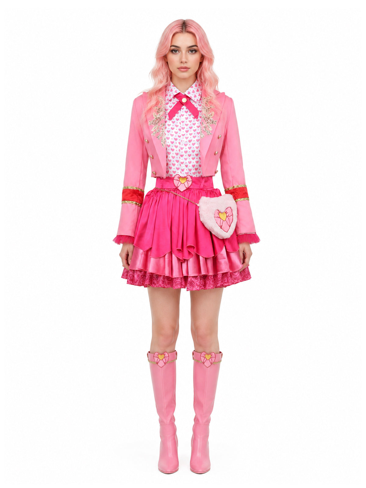Kids Adults 5 Piece Pink Princess Academy Costume - Image 7