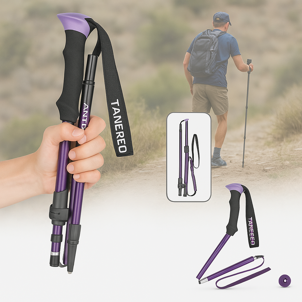 Foldable Telescopic Outdoor Trekking Poles in Portable Design