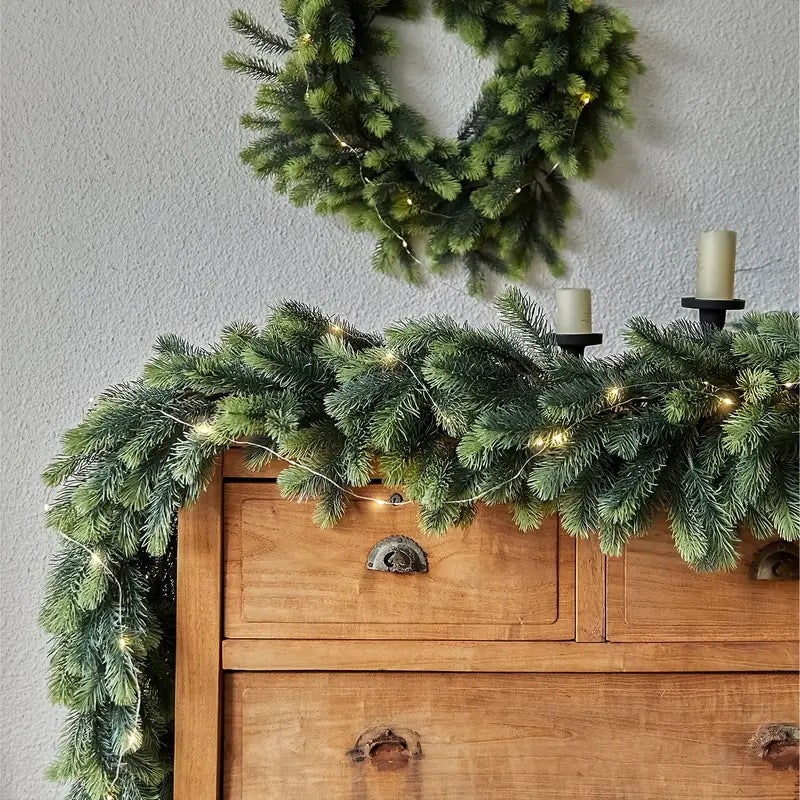 Christmas Garland Battery Operated 50 Warm White LED Lights - Image 4