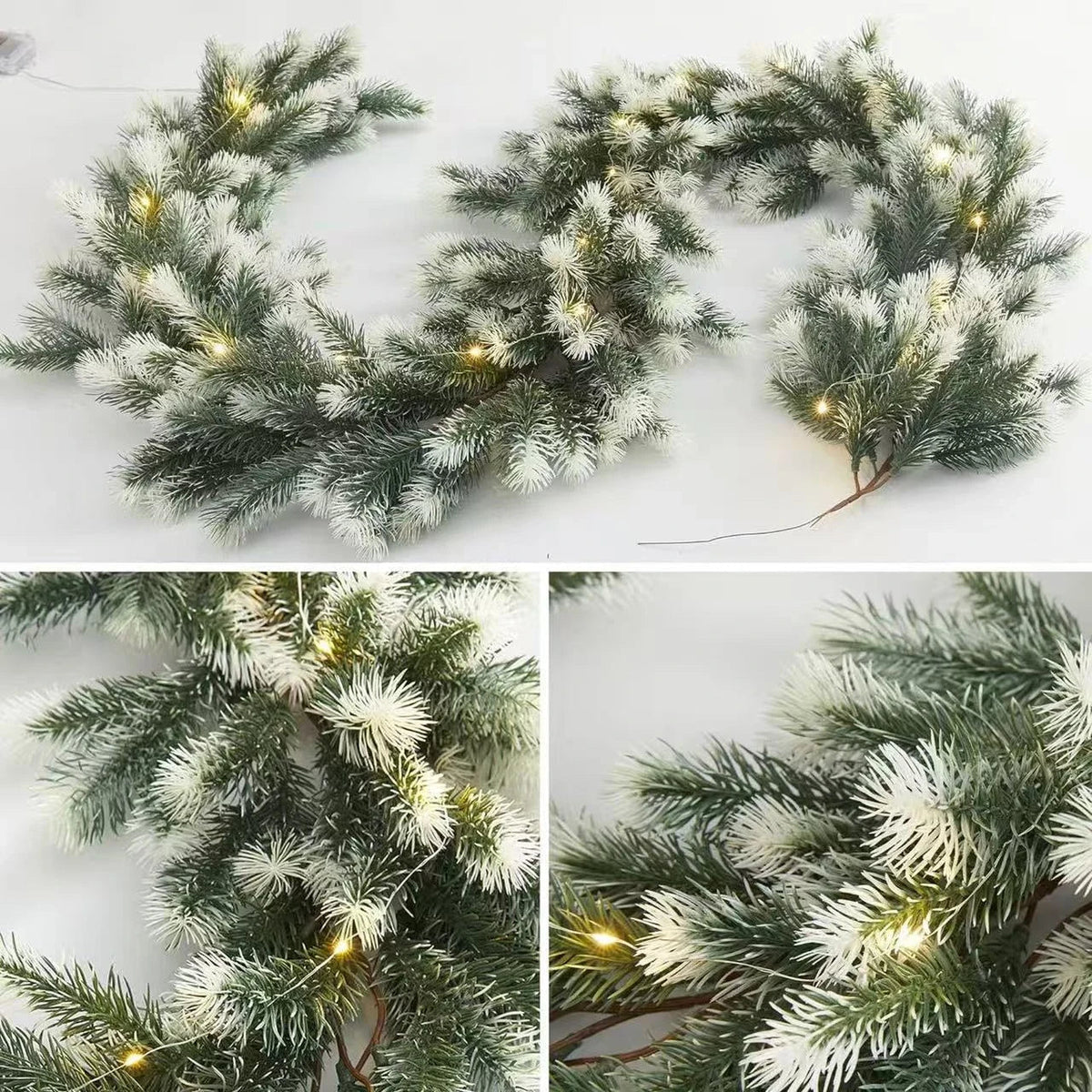 Christmas Garland Battery Operated 50 Warm White LED Lights - Image 7