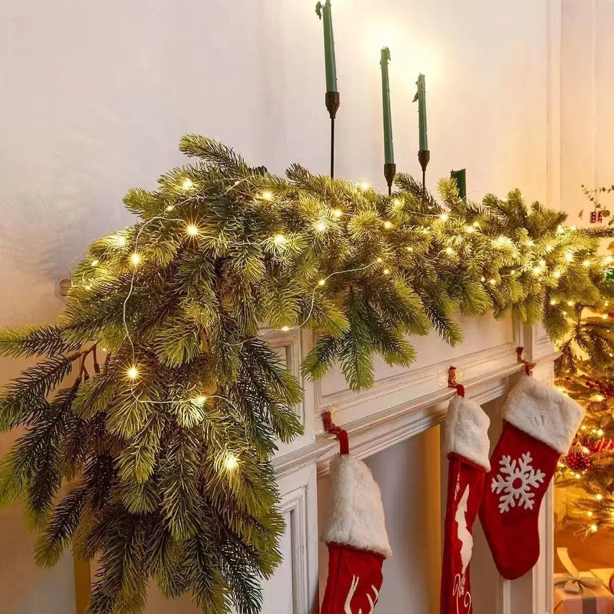 Christmas Garland Battery Operated 50 Warm White LED Lights - Image 8
