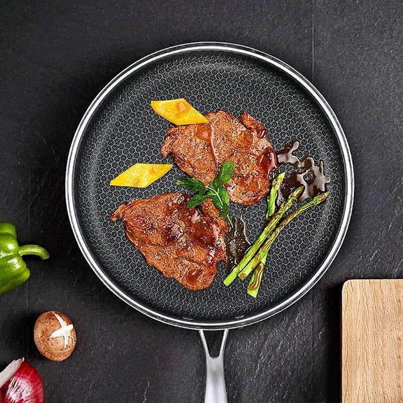 Versatile Nonstick Stainless Steel Frying Pan - Induction Ready