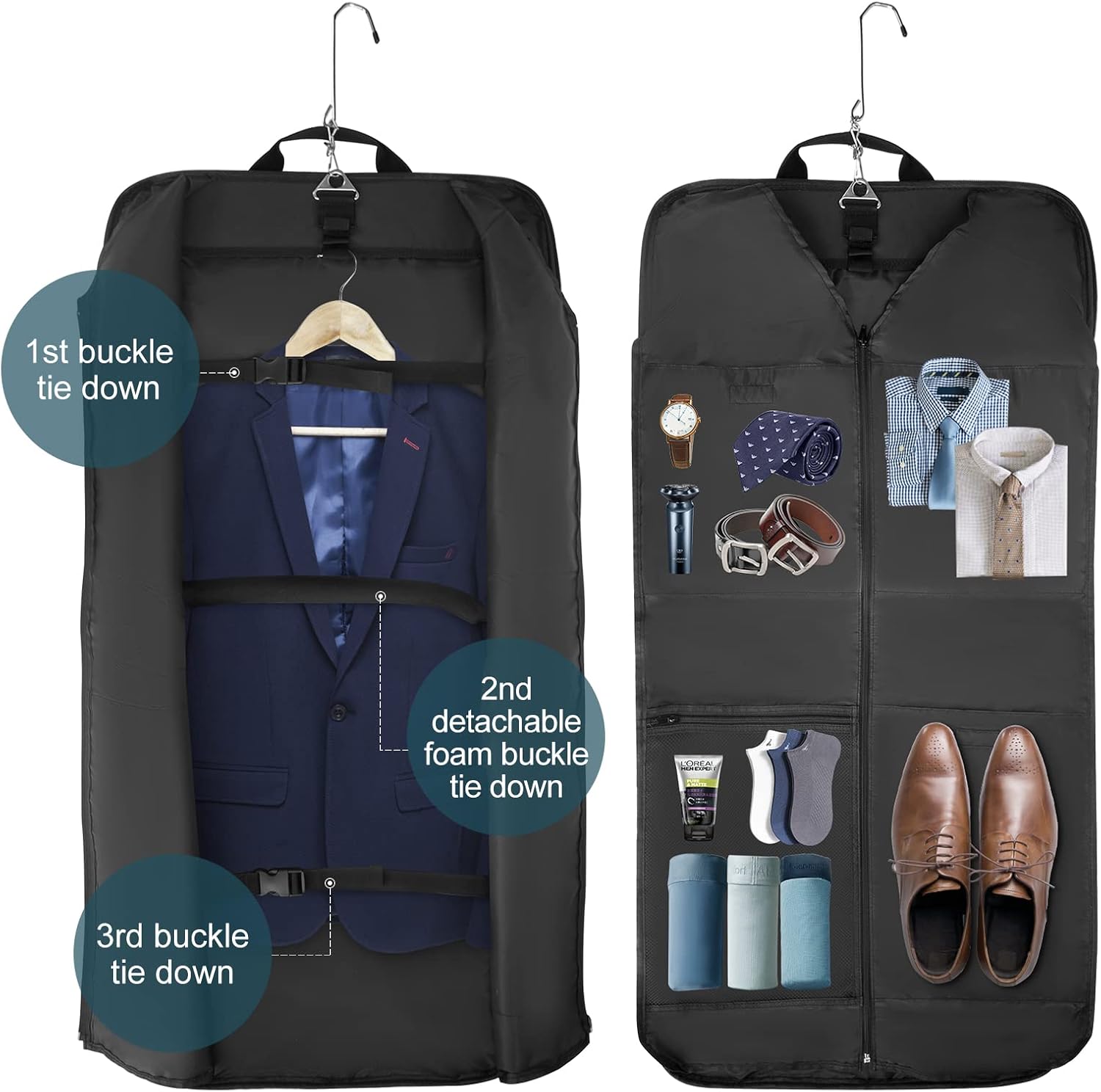 Carry-On Foldable Garment Bag Waterproof Suit Organizer for Travel - Image 2