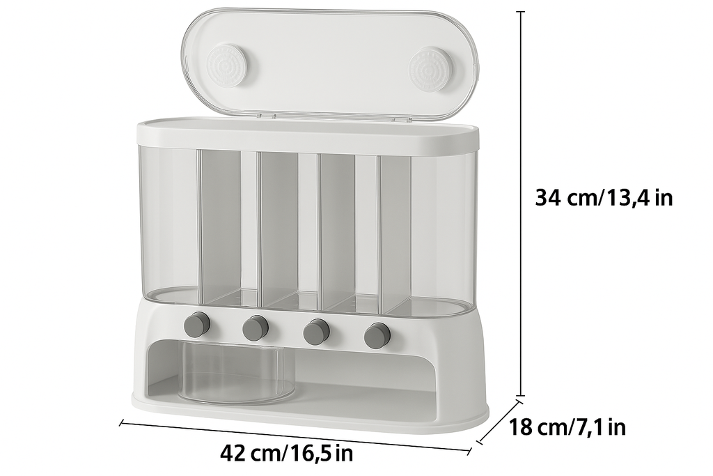 Airtight Grain Storage Container Multi Compartment Pantry Organizer Dry Food Dispenser - Image 5