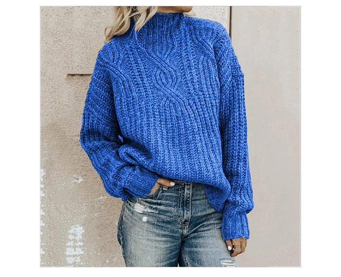 Casual Knitted Turtleneck Warm Sweater for Women