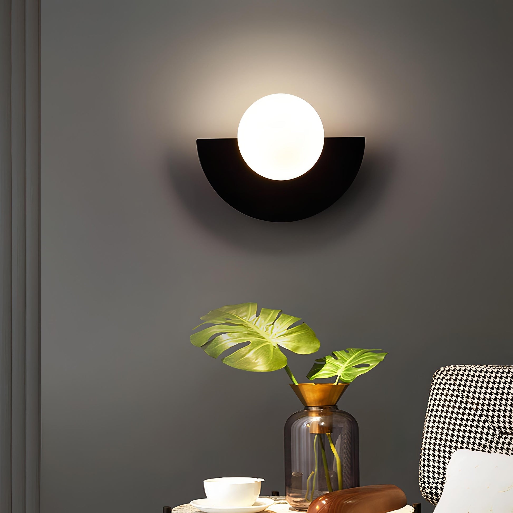 Naorena – Semicircle Wall Light With Round Shade - Image 10