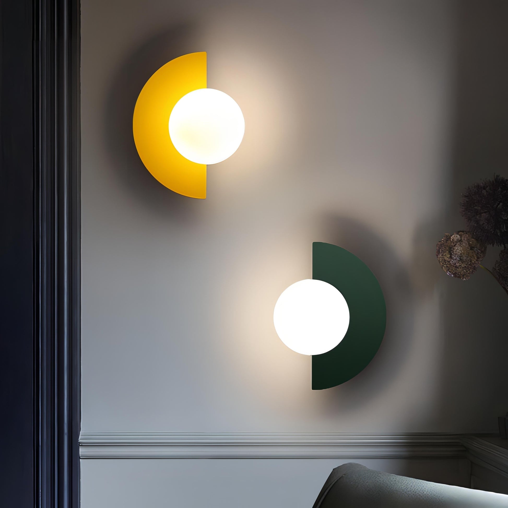 Naorena – Semicircle Wall Light With Round Shade - Image 9