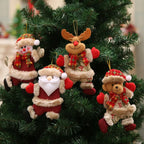 4 Piece Plush Christmas Tree Ornaments Faux Fur Trim - Image 2