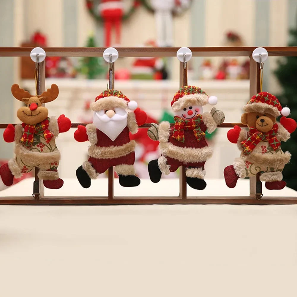 4 Piece Plush Christmas Tree Ornaments Faux Fur Trim - Image 4